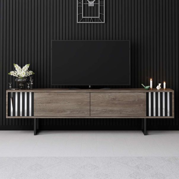 HANAH HOME TV komoda Chrome Line, braon/crna - EP3057920