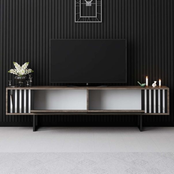 HANAH HOME TV komoda Chrome Line, braon/crna - EP3057920