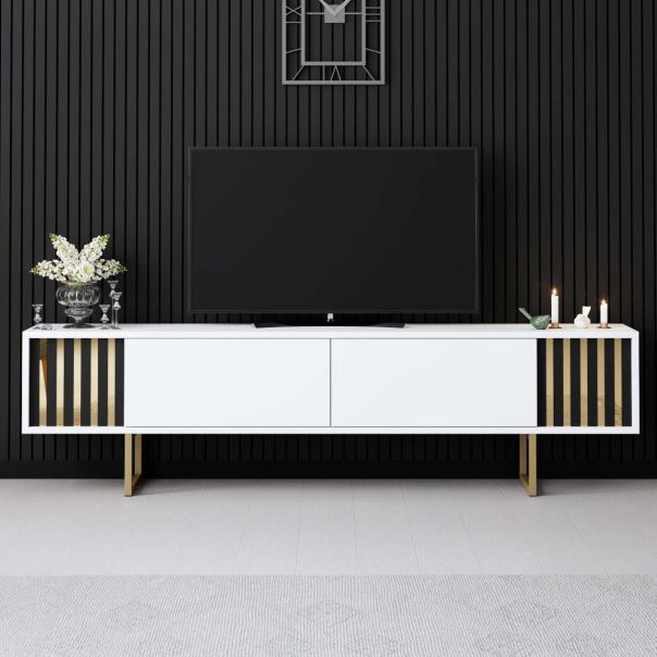 HANAH HOME TV komoda Line, bela/zlatna - EP3057923