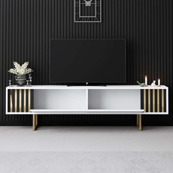 HANAH HOME TV komoda Line, bela/zlatna - EP3057923