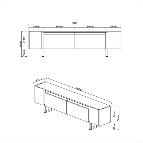 HANAH HOME TV komoda Yildiz, braon/crna - EP3057929