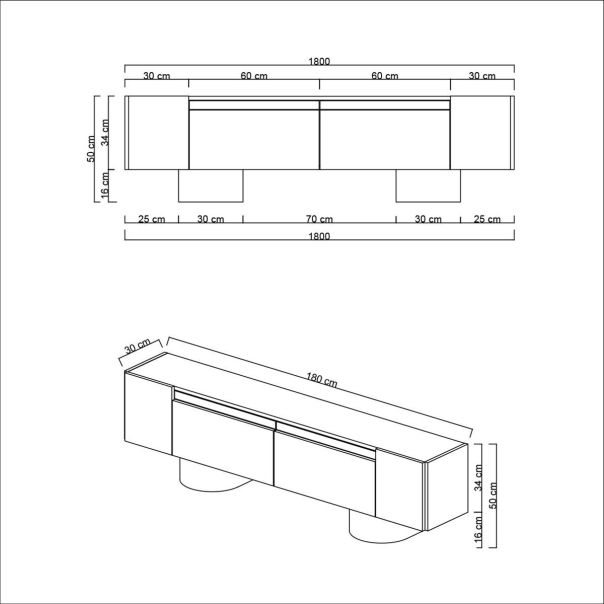 HANAH HOME TV komoda Bohem, braon/crna - EP3057932