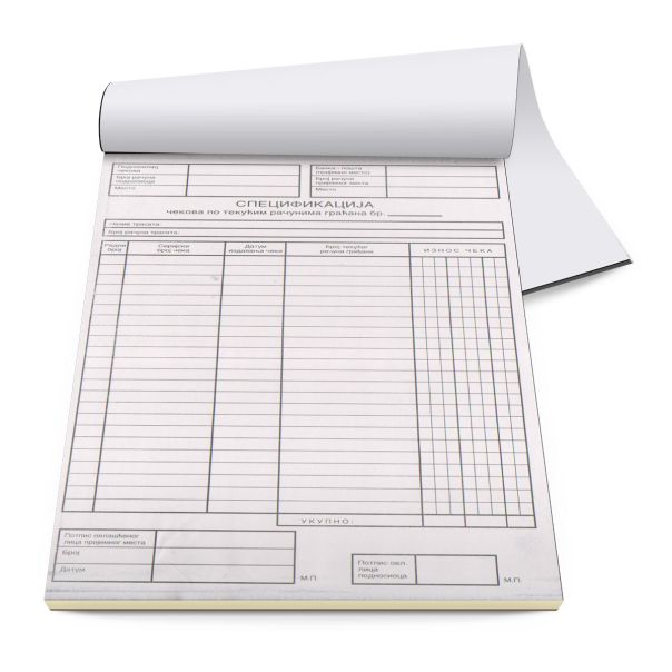 UNI LINE Blok a5 specifikacija čekova uni-line office - 61922