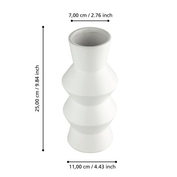 EGLO Keramička vaza 25x11cm Sasebo, bela - 421029