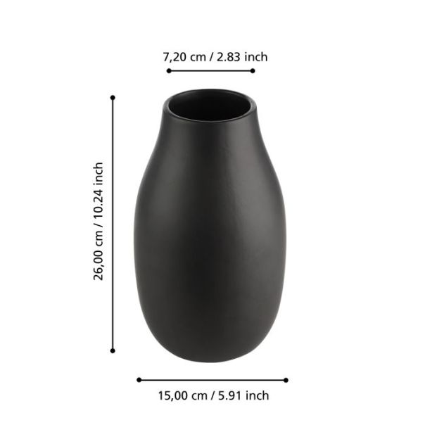 EGLO Keramička vaza 26x15cm Bugallon, crna - 421035