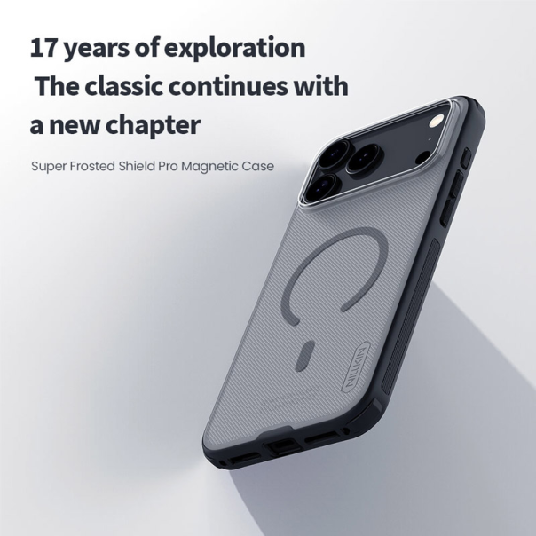 Maska za iPhone 17 Pro Max Nillkin Super Frosted Shield Pro Magnetic transparent crna - EP2760187