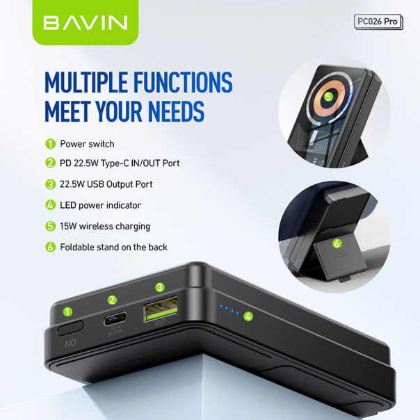 Power Bank Bavin Mag Charger PC026 pro 10000 mAh crni - 621111