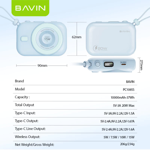 Power Bank Bavin Mag Charger PC1085S 10000 mAh beli - 621413