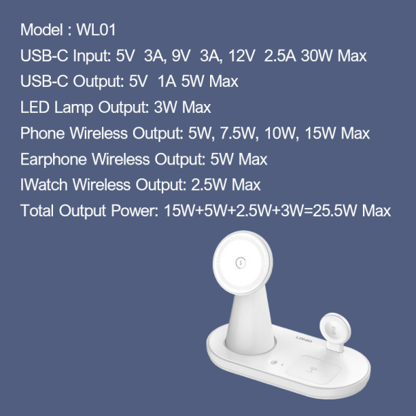 Bezicni punjač LDNIO WL01 5u1 beli - EP2859361