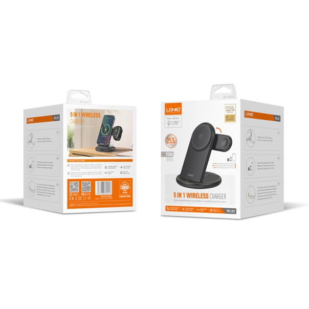 Bezicni punjač LDNIO WL02 5u1 crni - EP2857881