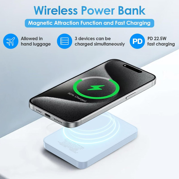 Power bank Mag Charger 22,5W Digital Display 10.000 mAh svetlo plavi - EP2841257