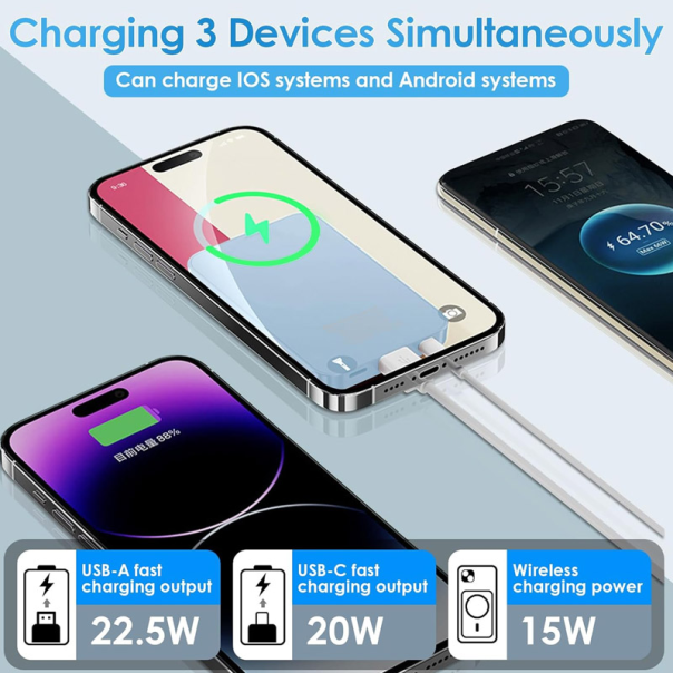 Power bank Mag Charger 22,5W Digital Display 10.000 mAh svetlo plavi - EP2841257