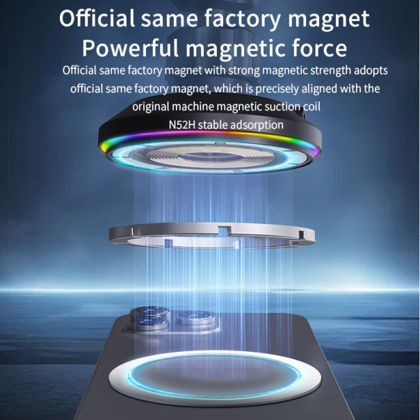 Auto držač za telefon za ventilaciju RGB sa bezicnim punjenjem 15W - 622125