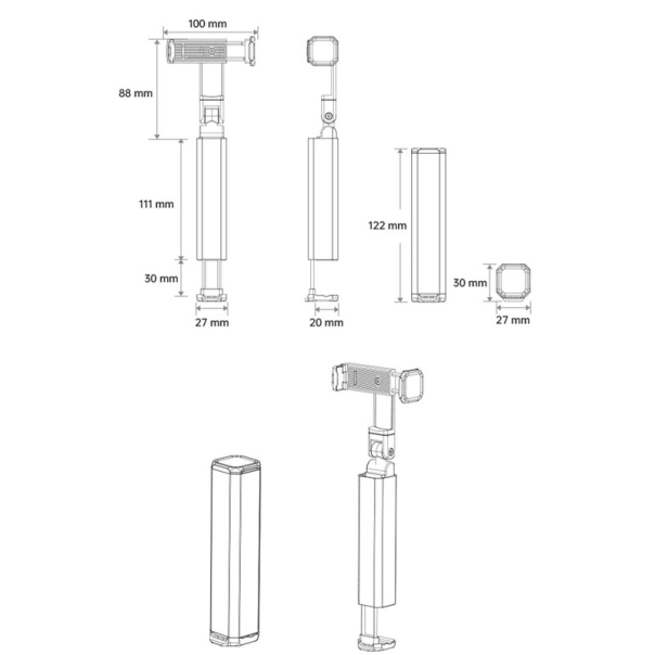 Dzepni držač za mobilni telefon sa stativom 360 srebrni - EP2844353