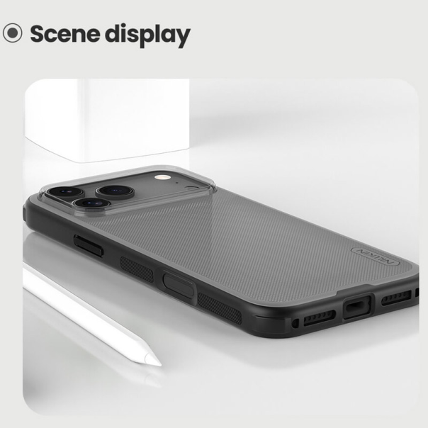 Maska za iPhone 17 Pro Max (bez otvora za logo) Nillkin Super Frosted Shield Pro transparent crna - EP2770627