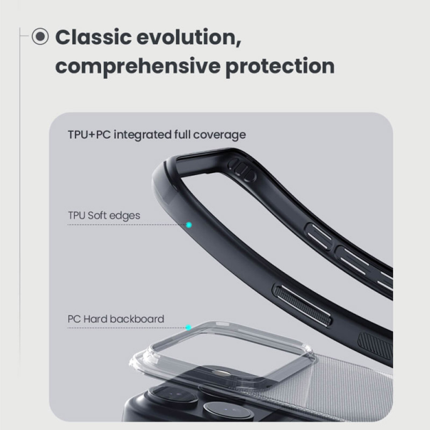 Maska za iPhone 17 Pro Max (bez otvora za logo) Nillkin Super Frosted Shield Pro transparent crna - EP2770627