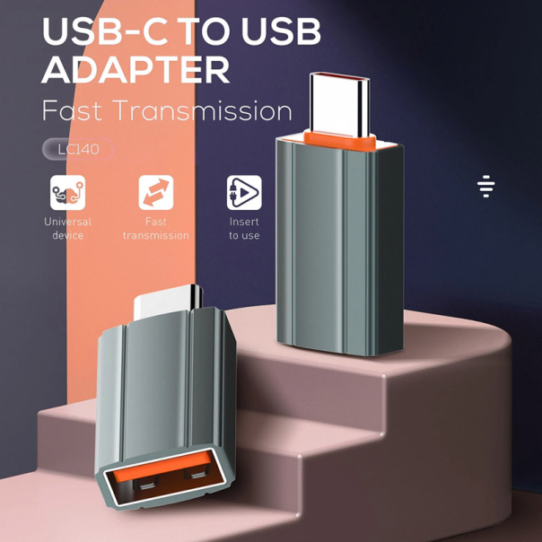 Adapter LDNIO LC140 USB na Type C sivi - EP3021318