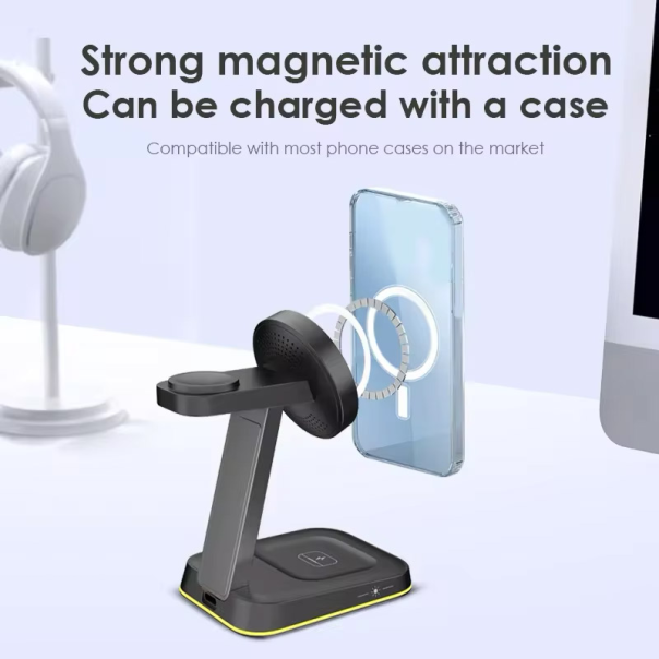 Bezicni punjač 3u1 magnetni za Apple Watch,Iphone i Airpods 15W beli - EP2871291