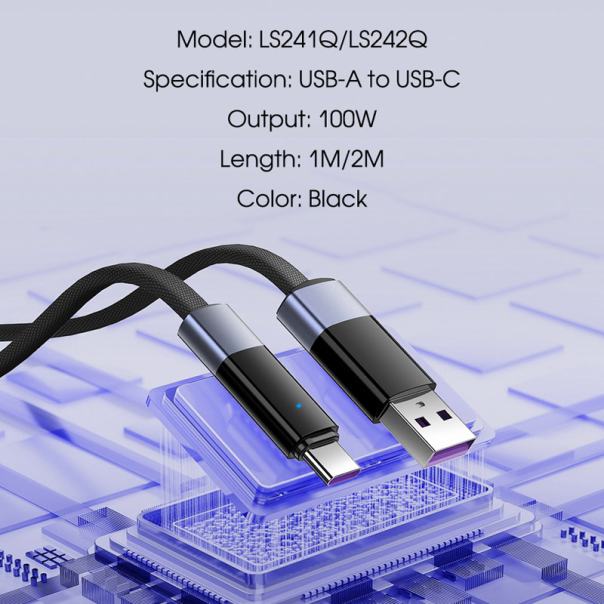 Kabel LDNIO LS241Q 100W (Automatic Power OFF) Type-C na Type-C 1m crni - EP3108771