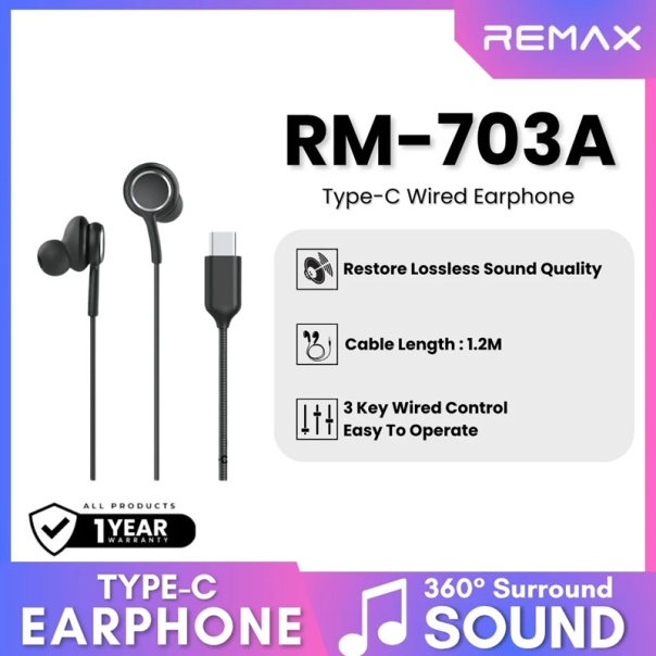 Slušalice Type-C REMAX RM-703a crne - EP3111703