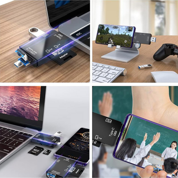 Čitač kartica USB 6u1 OTG crni - EP3033189