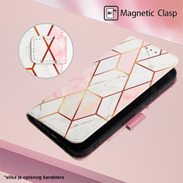 Maska za Honor 600/ 600 Pro geometry na preklop Marble roze - EP3090162