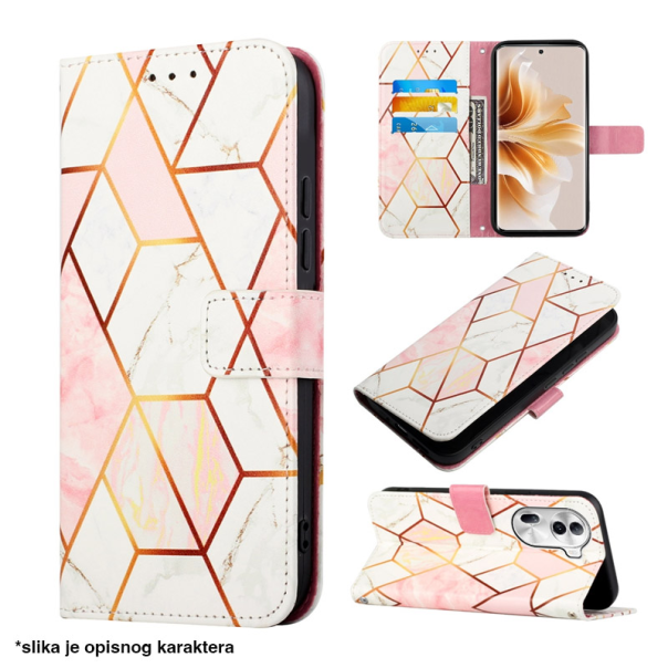 Maska za Honor X7e geometry na preklop Marble roze - EP3177938