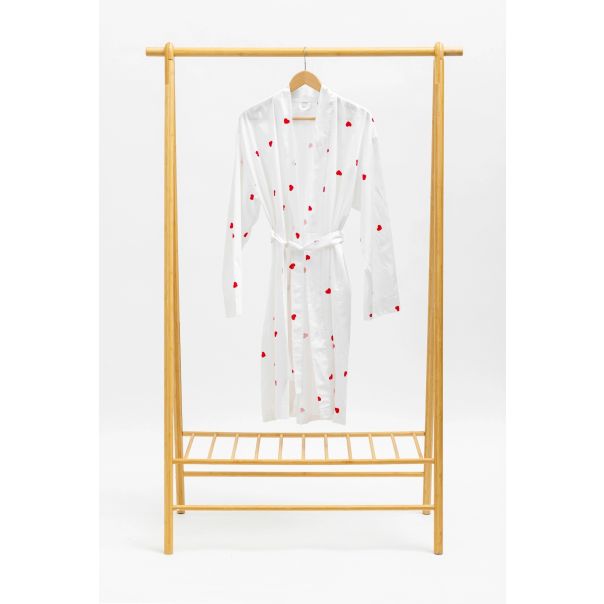 STEFAN Satenski ogrtač Srce M/L, bela/crvena - EP2952190