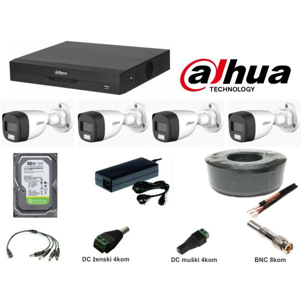DAHUA Set 4 kamere Full HD, audio Dual light 1TB - 46694