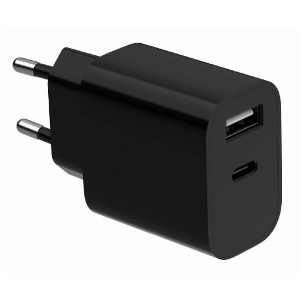 GEMBIRD Univerzalni punjač 2-port USB-A+ USB-C TA-UC-2AC12-01-BK, crna - 46833