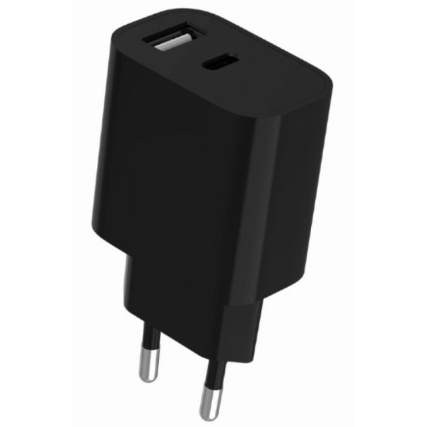 GEMBIRD Univerzalni punjač 2-port USB-A+ USB-C TA-UC-2AC12-01-BK, crna - 46833