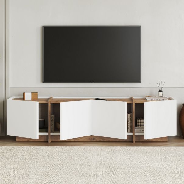 NORDURE TV komoda Lowen, bela/braon - EP3057956