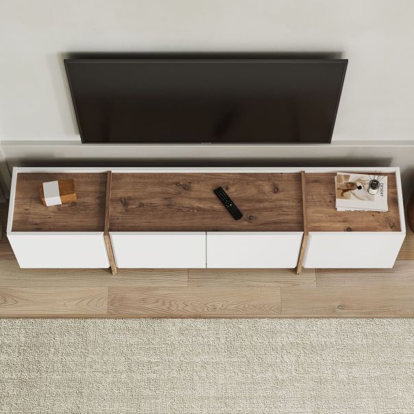 NORDURE TV komoda Lowen, bela/braon - EP3057956