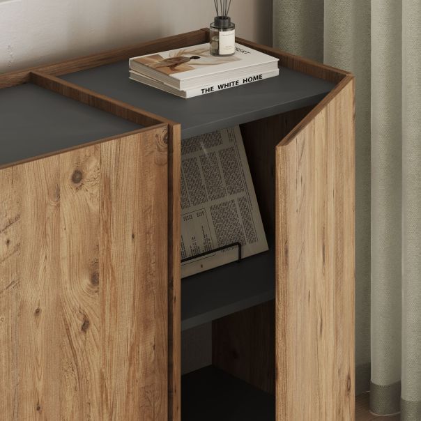 NORDURE Komoda Dorma, braon/antracit - EP3057962