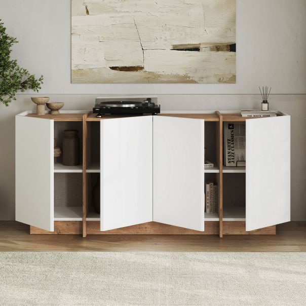 NORDURE Komoda Dorma, bela/braon - EP3057971