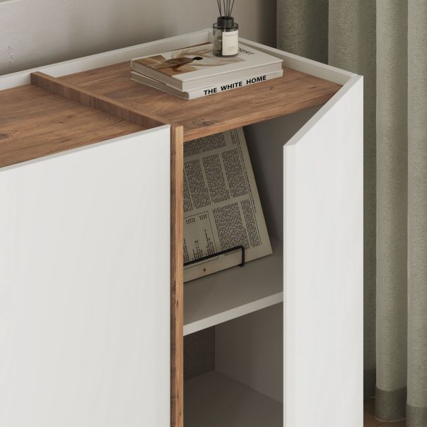 NORDURE Komoda Dorma, bela/braon - EP3057971