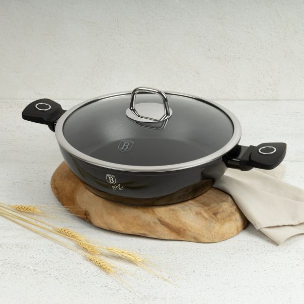 BERLINGER HAUS Plitka šerpa sa poklopcem 28cm Black Vantage collection BH-8222S - 491093