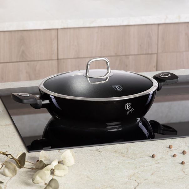 BERLINGER HAUS Plitka šerpa sa poklopcem 28cm Black Vantage collection BH-8222S - 491093