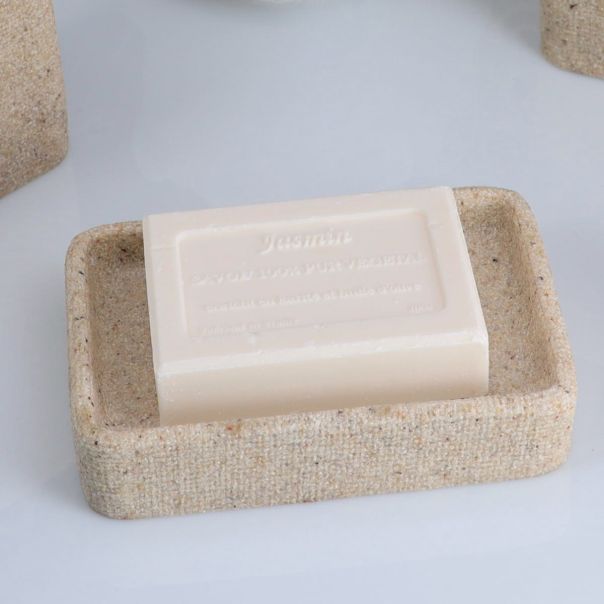 TENDANCE Posuda za sapun Sand effect 3x12x8cm, poliresin/bež - 64141104