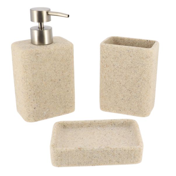 TENDANCE Posuda za sapun Sand effect 3x12x8cm, poliresin/bež - 64141104
