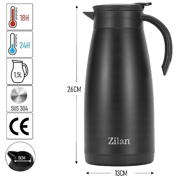 ZILAN Termos bokal 1.5L ZLN0781, crna - EP2728040
