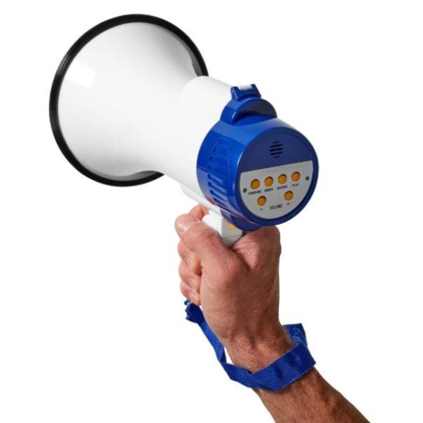 NEDIS Megafon MEPH150WT, 115dB, max.250m ugrađena sirena i funkcija snimanja, plava/bela - 47335