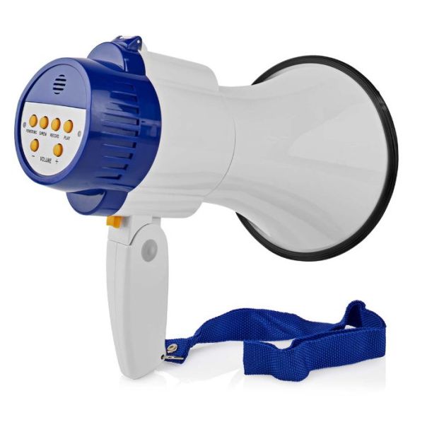 NEDIS Megafon MEPH150WT, 115dB, max.250m ugrađena sirena i funkcija snimanja, plava/bela - 47335
