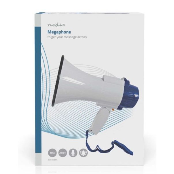 NEDIS Megafon MEPH150WT, 115dB, max.250m ugrađena sirena i funkcija snimanja, plava/bela - 47335