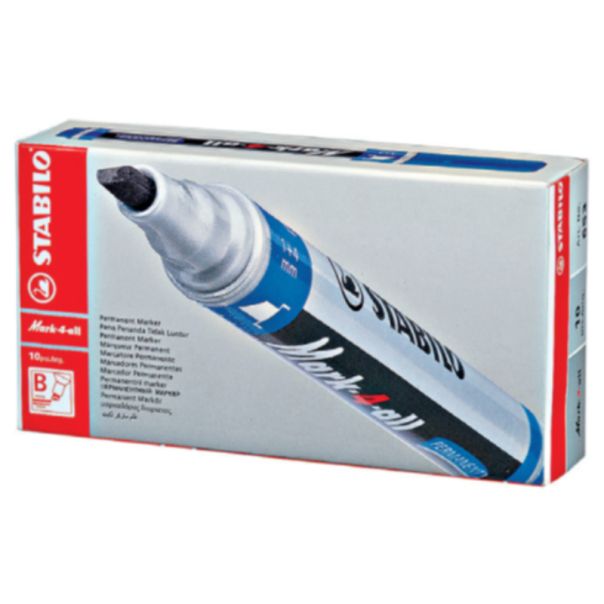 STABILO Permanentni markeri, plavi, kosi vrh, kutija 1/10 - 6531041