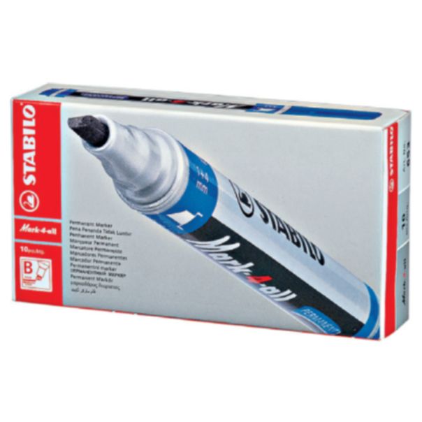 STABILO Permanentni marker, crni, kosi vrh, kutija 1/10 - 6531046