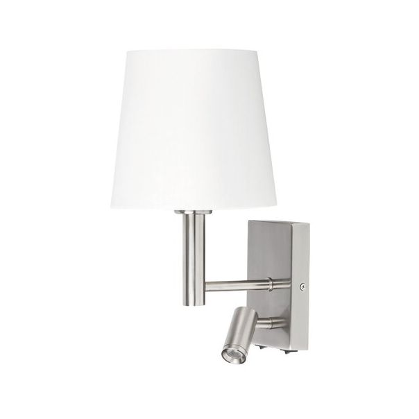 Rabalux Zidna lampa Harvey E27 1x MAX 40 + LED 3W brušeni hrom (6539) - 6539-1