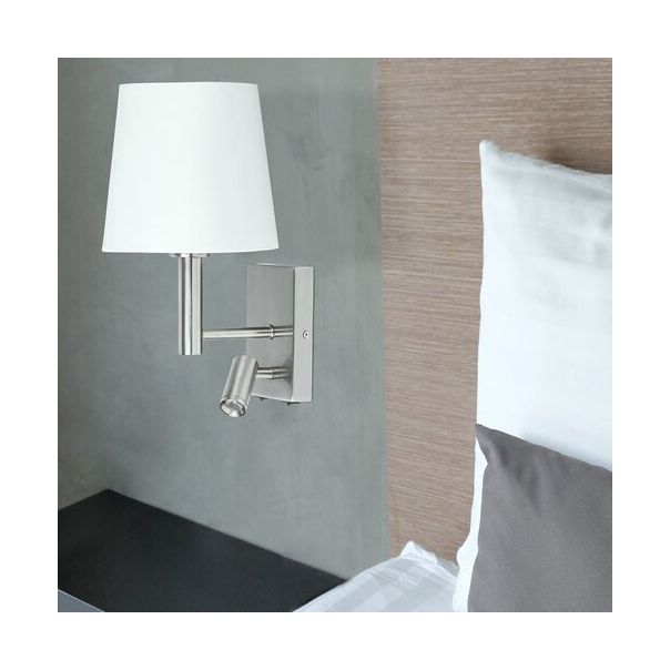 Rabalux Zidna lampa Harvey E27 1x MAX 40 + LED 3W brušeni hrom (6539) - 6539-1