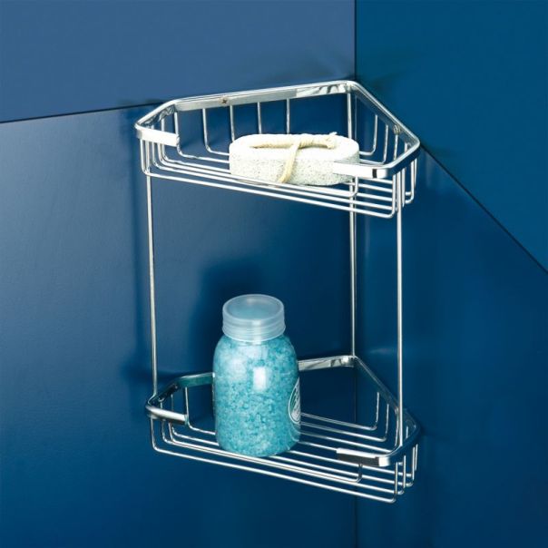 TATAY Ugaona kupatilska polica na dva nivoa 17.5x17.5x26.5cm, inox - 6606100