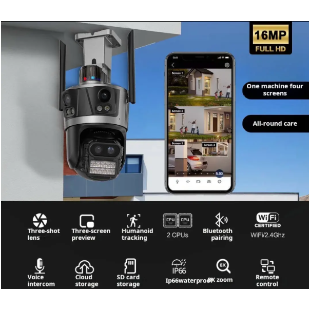 GMB Kamera CAM-IP8MP-EP12-8X, 8MP, microSD iCSee xmeye pro app Two-way audio - 47514